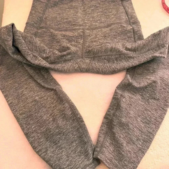 Lululemon Pure Practice Pants Leggings High Rise Lattice Tights Heathered Grey 6 - Picture 5 of 13